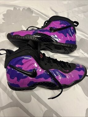 Nike Kids Black, Purple & Pink Foamposite Camo Sneakers